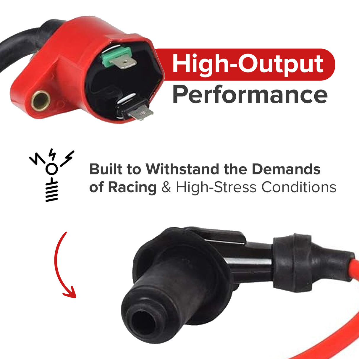 High Output Racing Performance Ignition Coil for 150cc 4-Stroke GY6 Go-Kart & Scooter Engines
