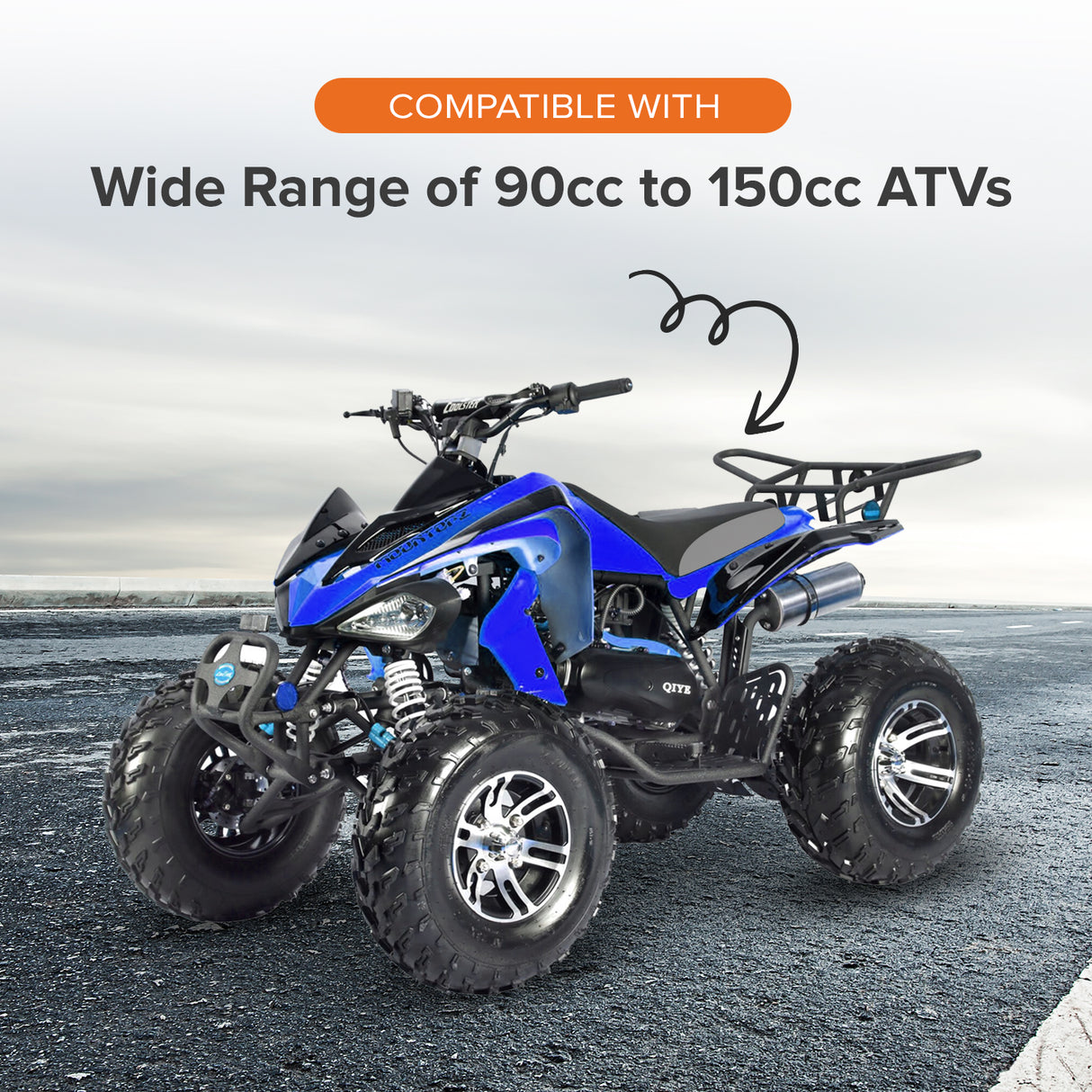 Black & Gray Vinyl Seat for Baja 90cc - 150cc ATVs