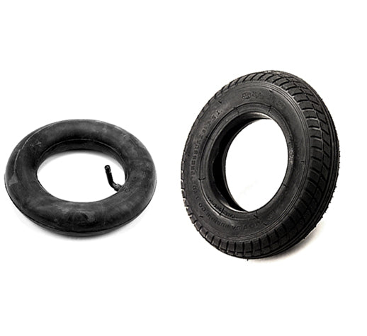 8-1/2x2 Tire and Tube Set for Kick Scooters, showing a close-up of the black rubber tire with detailed tread pattern, suitable for Trikke carving scooters and various gas or electric scooters.