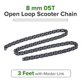 8 mm 05T Open Loop Scooter Chain - 3 Feet with Master Link