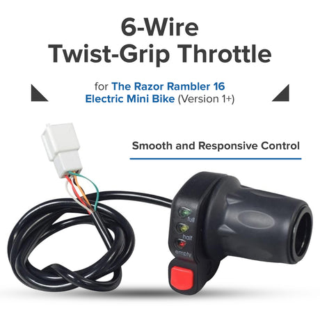 6-Wire Twist-Grip Throttle for the Razor Rambler 16 Electric Mini Bike (Version 1+)