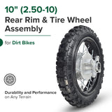 10" (2.50-10) Rear Rim & Tire Wheel Assembly for Dirt Bikes