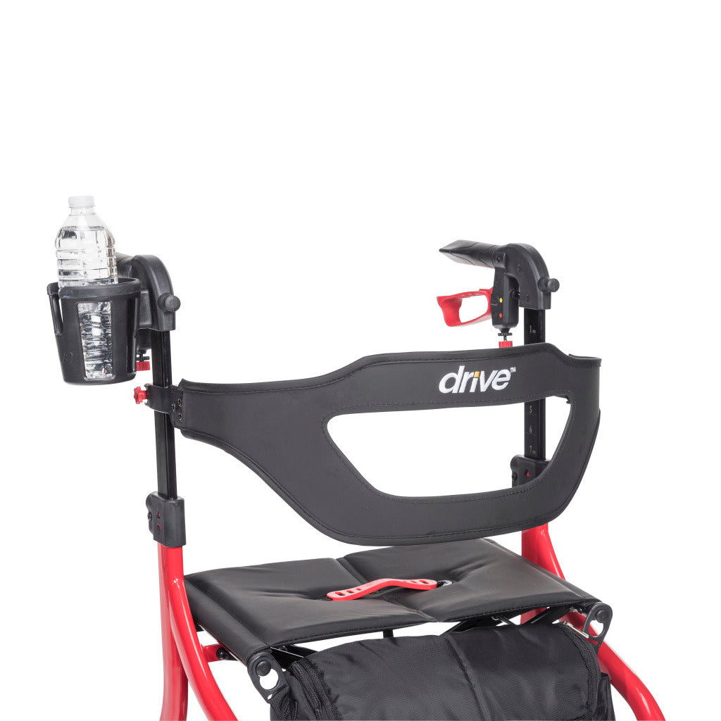 Close-up of the Universal Nitro Cup Holder designed for the Drive Nitro Sprint Rollator, showcasing its secure attachment mechanism for convenience and compatibility with all Nitro products.