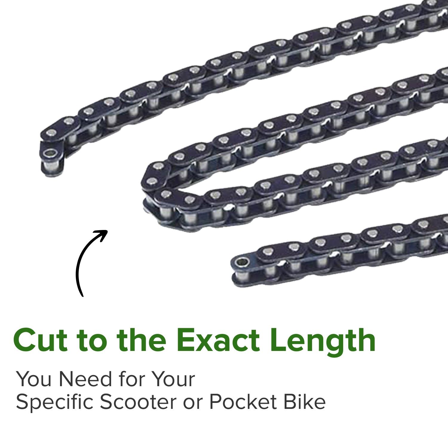 8 mm 05T Open Loop Scooter Chain - 3 Feet with Master Link