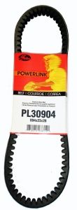 Close-up of the 894-23-28 Premium Gates Powerlink Scooter CVT Belt, showcasing its reinforced, durable construction suitable for automatic CVT street scooters and designed for reliability across speed and load variations.