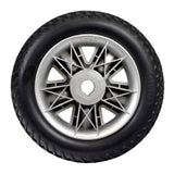 8 x 2 Flat-Free Rear Wheel Assembly with Black Tire for the ActiveCare Spitfire 1310 & 1410, featuring a silver rim and a black tire, ideal for second generation Spitfire scooters.