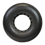 8x2 (200x50) Dark Gray Solid Urethane Mobility Tire with Ribbed Tread, featuring a round shape with a hole in the middle, suitable for mobility scooters and power chairs.