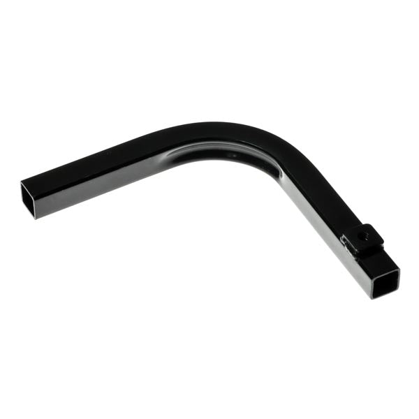 Left Side 90 Degree Elbow Bracket for the ActiveCare Catalina, Renegade, and Drive Titan Power Chairs; a black metal bent arm designed as a replacement bracket for power chair armrests.