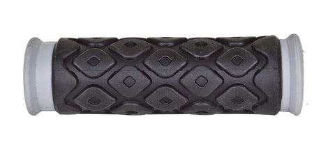 Close-up of 90mm Shaped Handlebar Grips (Set of 2) with a black rubber texture, ideal for bikes and scooters.