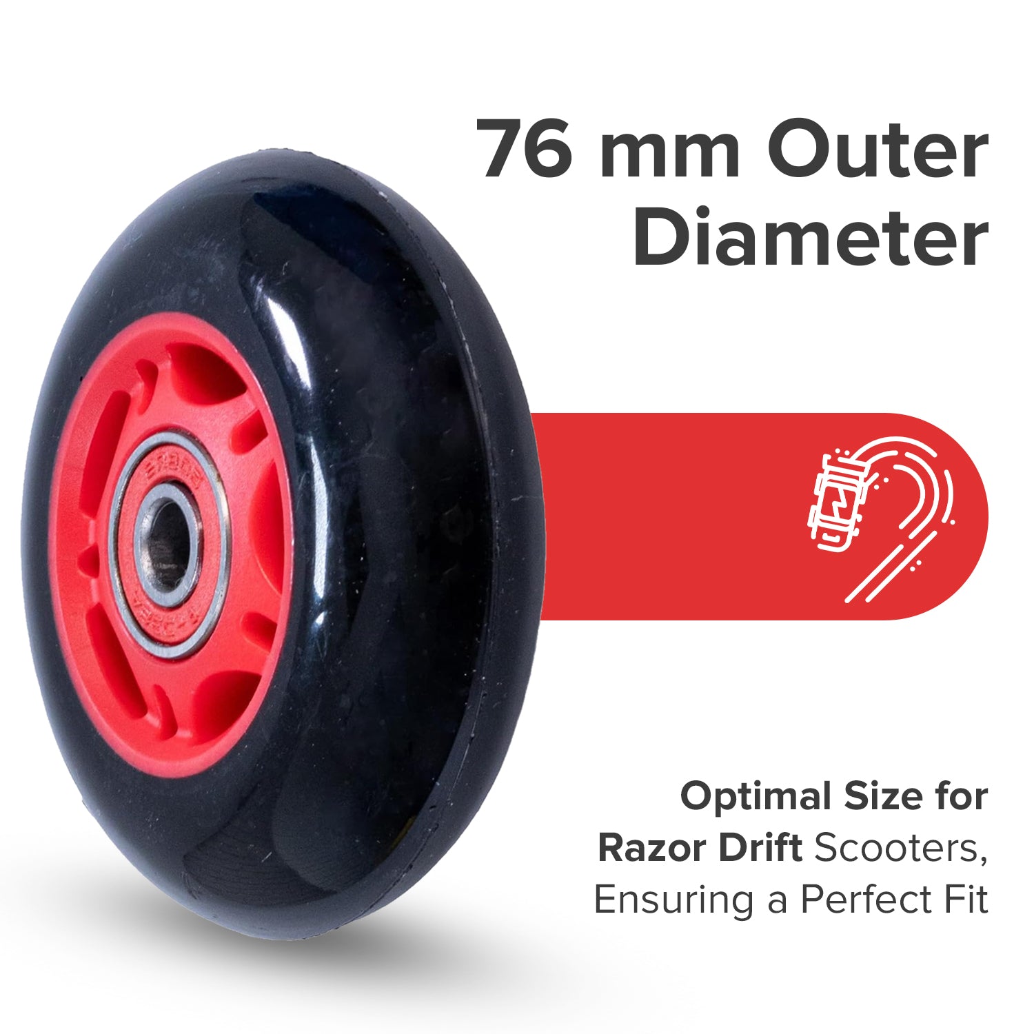 76 mm Wheels with Bearings for Razor Ripstik® Classic, Ripstik® DLX, and Ripstik® "G" (Set of 2)