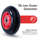 76 mm Wheels with Bearings for Razor Ripstik® Classic, Ripstik® DLX, and Ripstik® "G" (Set of 2)
