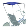 Semi-Rigid Canopy for Bikes, Trikes, & Scooters, shown mounted on a bicycle. The canopy features a protective overhead covering, ideal for various brands and models. The image highlights the canopy's practical design.