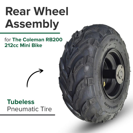 Rear Wheel Assembly with Tire for the Coleman RB200 212cc Mini Bike