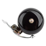 Time Clock Bell for Bikes & Scooters (Origin8) with a black bell, silver handle, and bolt, featuring a durable steel base and metal parts, suitable for standard 7/8 to 1 handlebars.