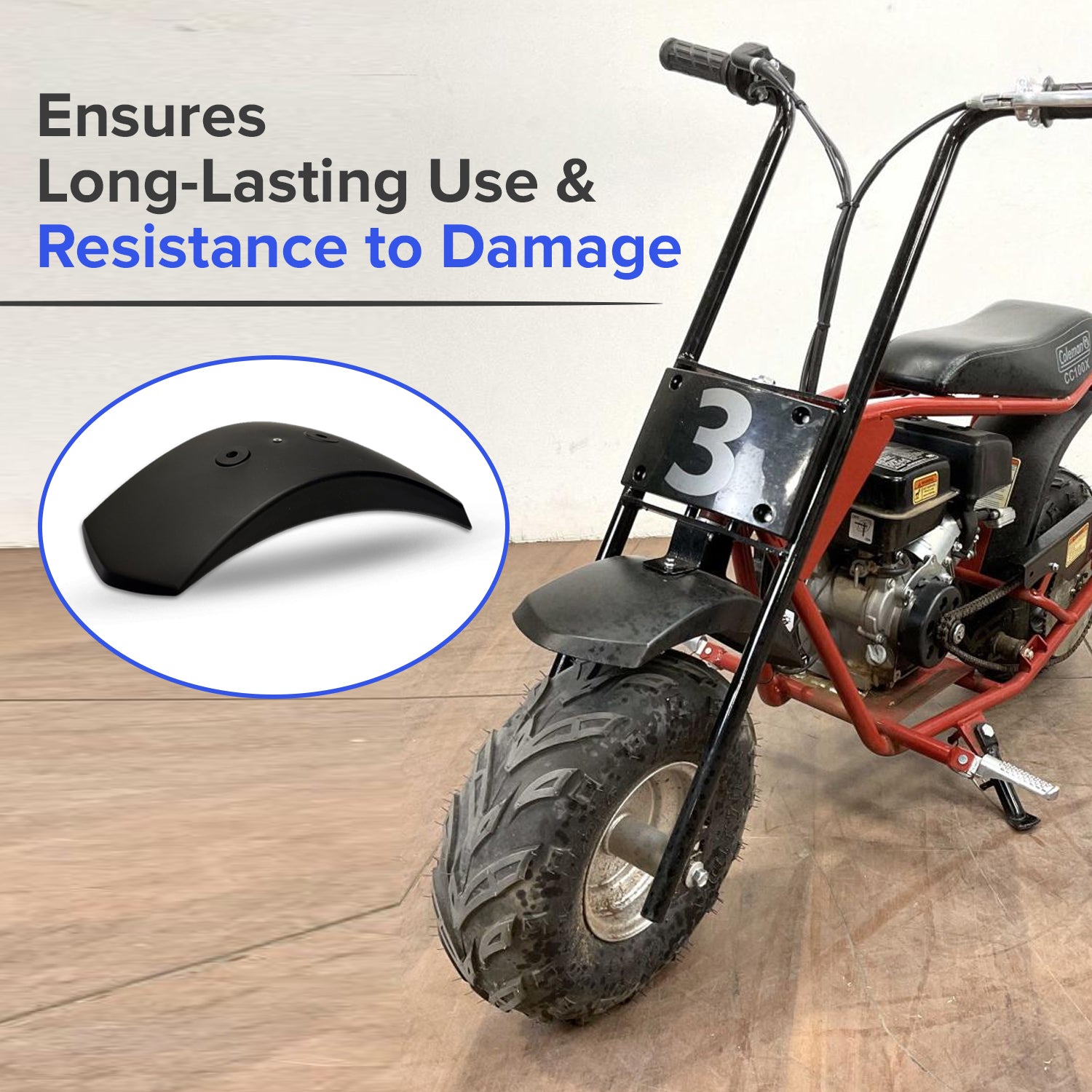 Black Plastic Front Fender for Baja Doodle Bug DB30 & Coleman CC100X Mini Bikes