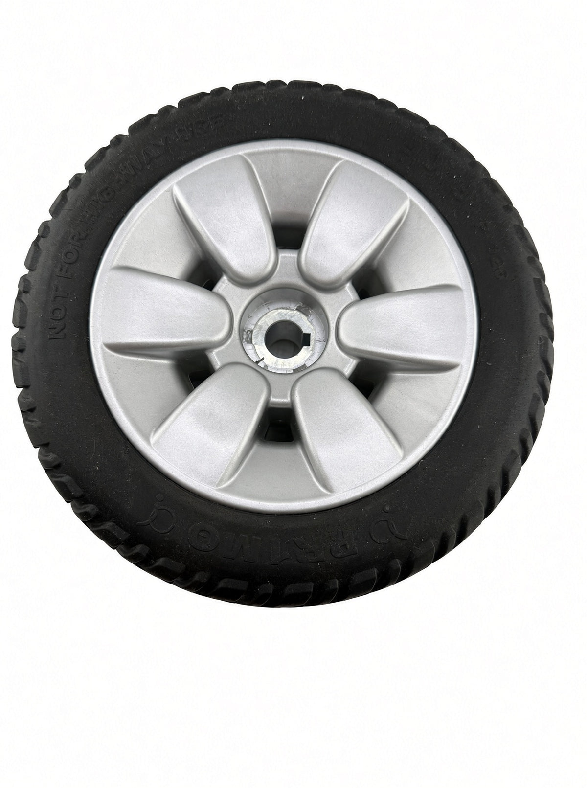 9"x3" (2.80/2.50-4) Flat-Free Drive Wheel Assembly with Silver Rim & Black Tire for Jazzy Select Elite & Pride TSS 300 (Blemished)