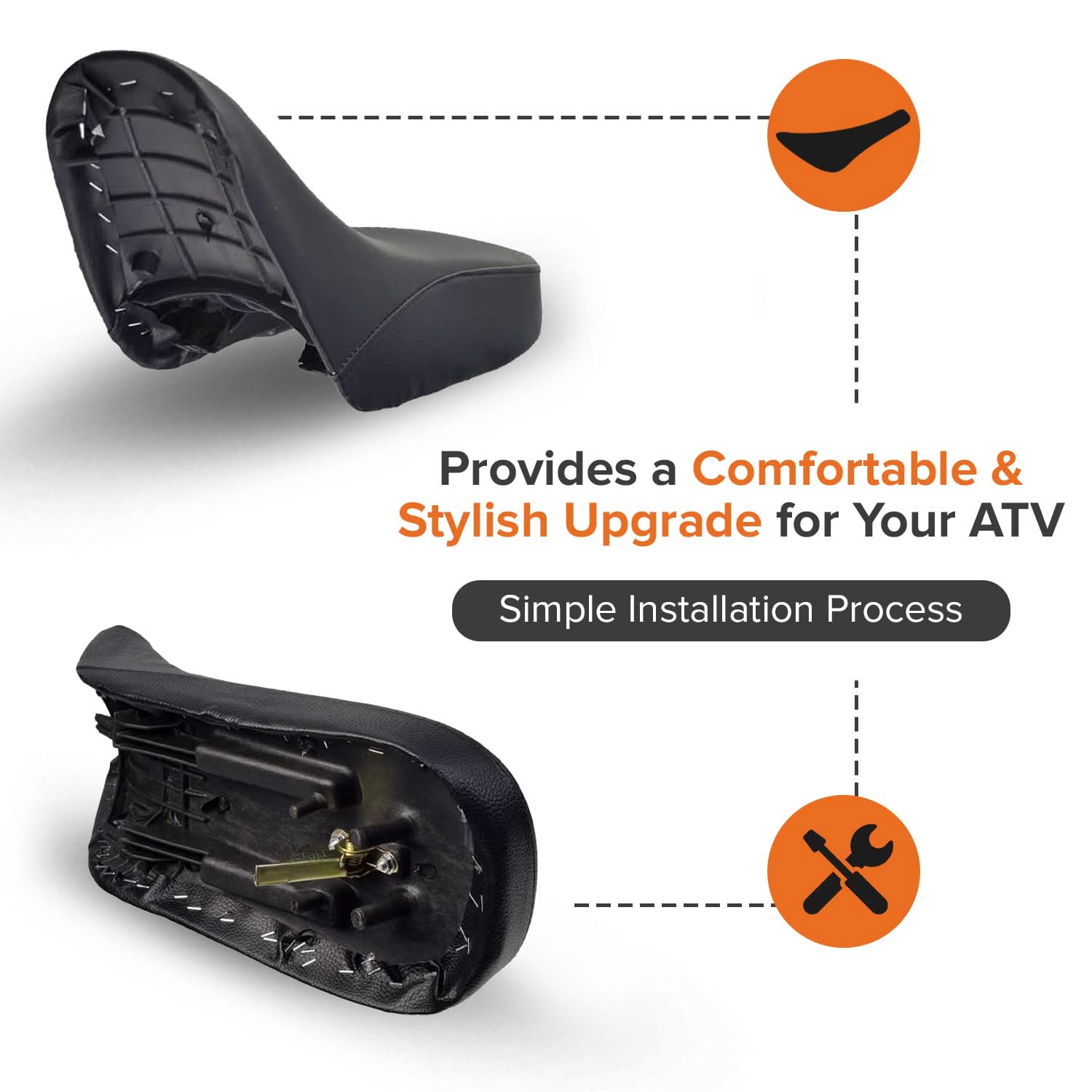 Black Vinyl Seat for 50cc, 70cc, 90cc, & 110cc ATVs from Baja Motorsports, Roketa, SunL, & Taotao