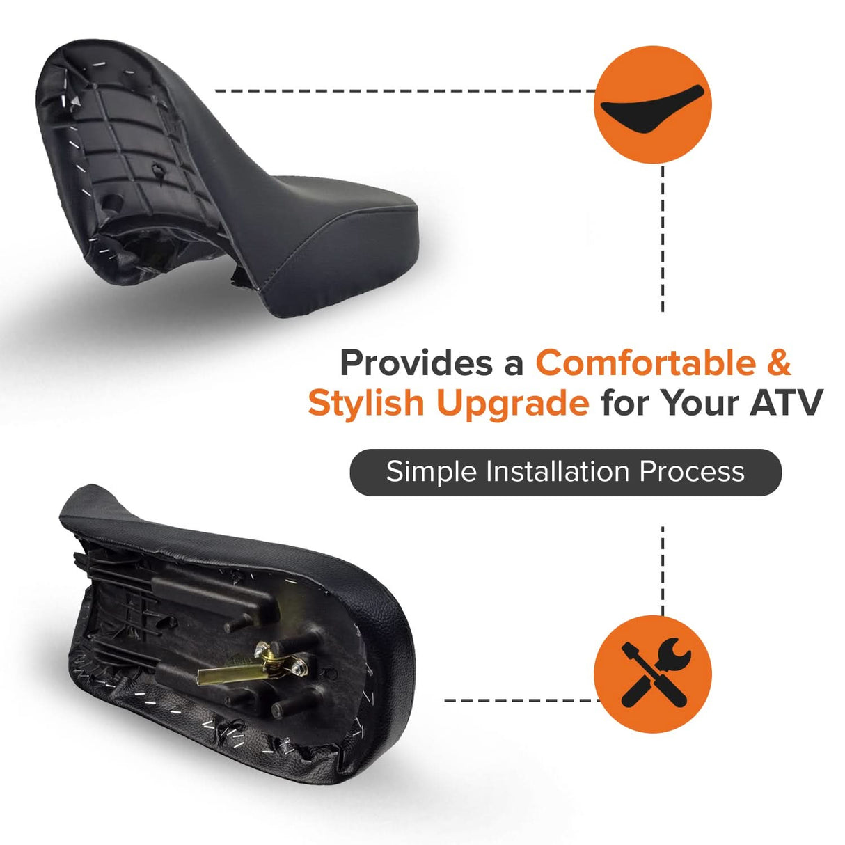 Black Vinyl Seat for 50cc, 70cc, 90cc, & 110cc ATVs from Baja Motorsports, Roketa, SunL, & Taotao