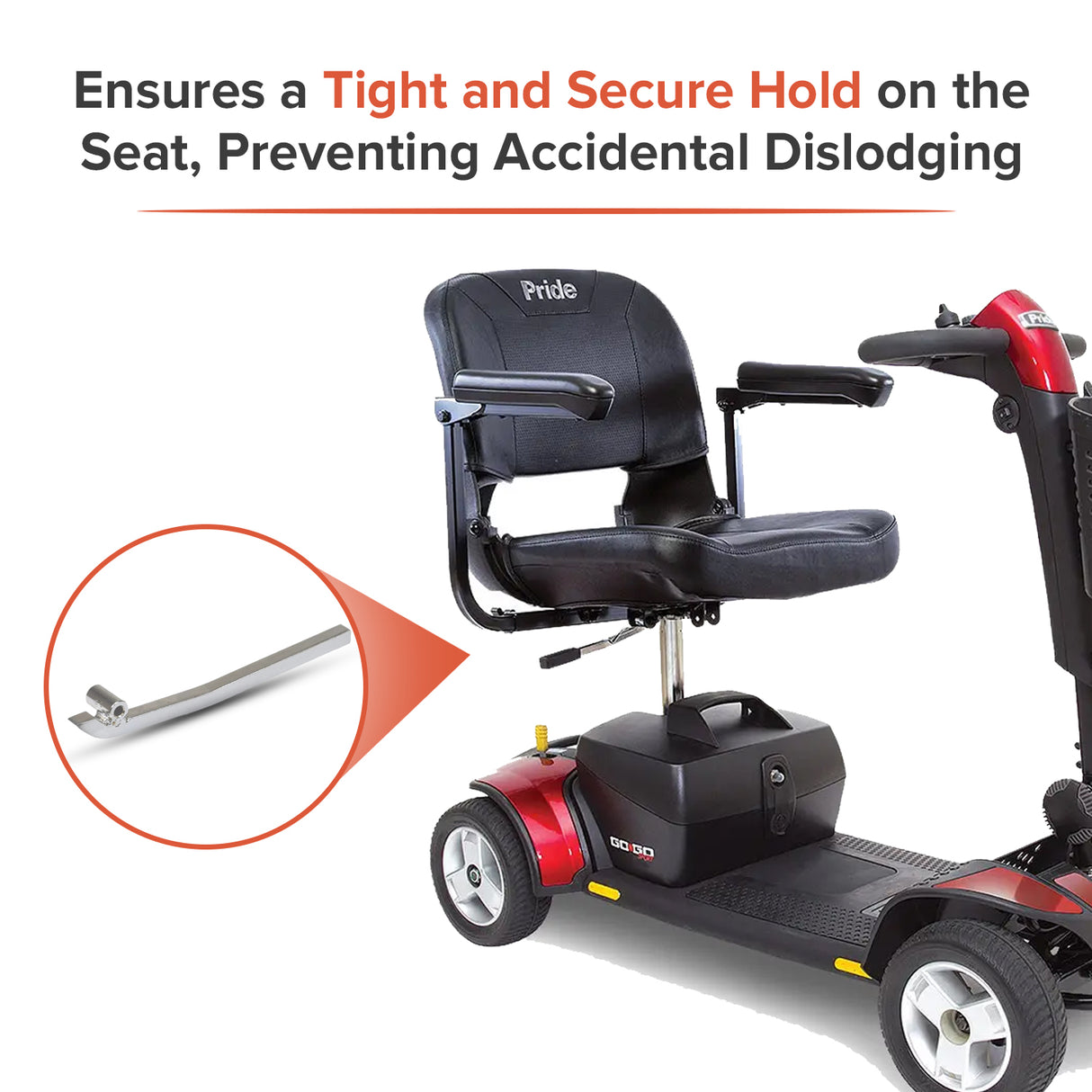 Seat Release Lever for the Pride Revo, Sonic, Zero Turn 8, & Go-Go Scooters (DWR9998C016)