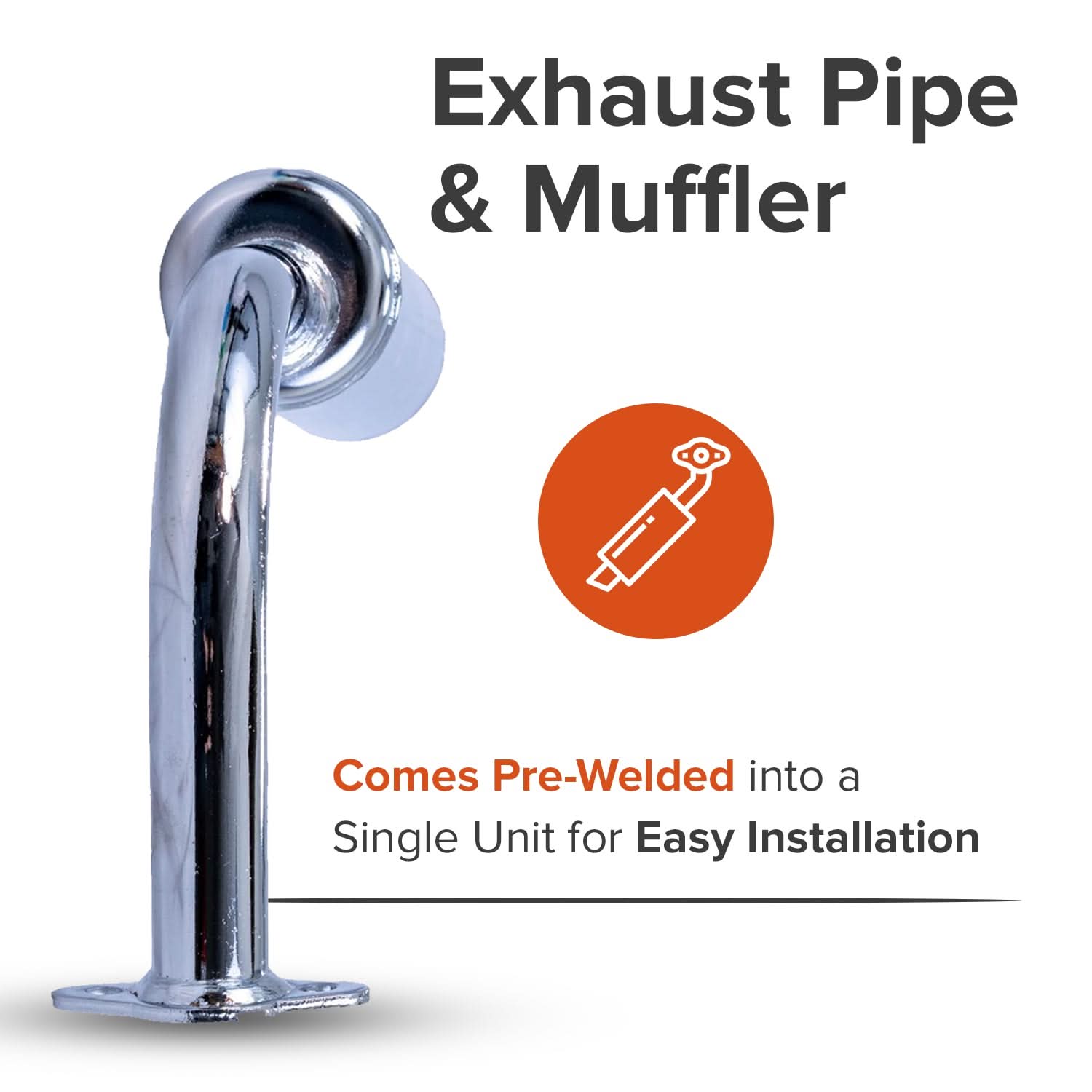 thumbnail image 2 of Silver Exhaust Muffler Pipe For 49cc 50cc 80cc 2-Stroke Engine Kit – Motorized Bicycle 2 of 6