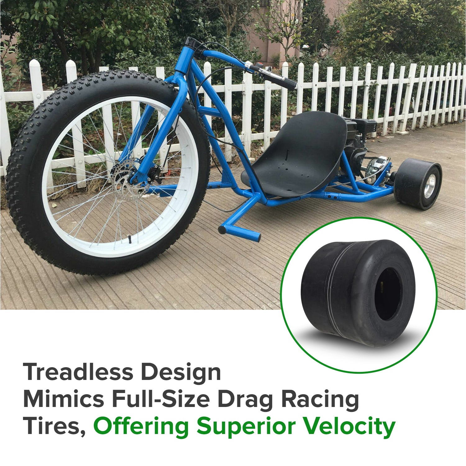 11x7.10-5 Tubeless Slick Tire  for Drift Trikes & Go-Karts