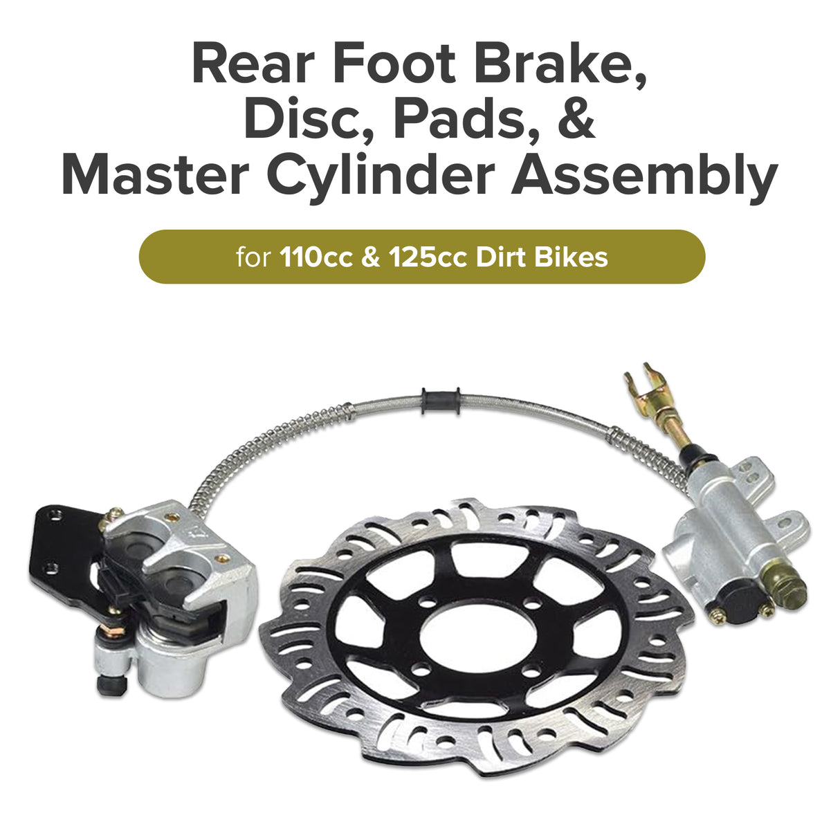 Rear Foot Brake, Disc, Pads, & Master Cylinder Assembly for 110cc & 125cc Dirt Bikes