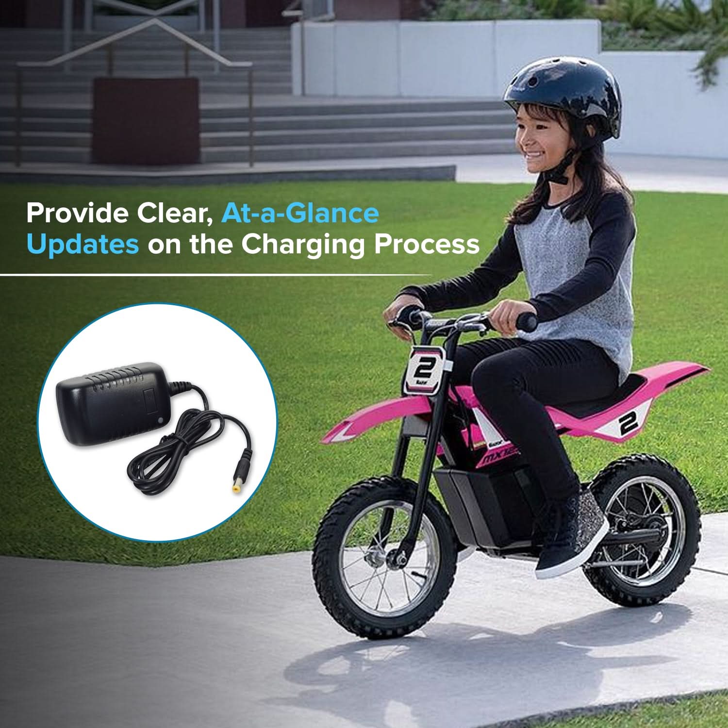 2 Volt 1.2 Amp 2.1mm ID Coaxial Battery Charger for the Razor SX125 McGrath Dirt Bike