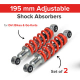 195 mm Adjustable Shocks with 8 mm Eyes for Go-Karts & Mini Bikes (Set of 2)