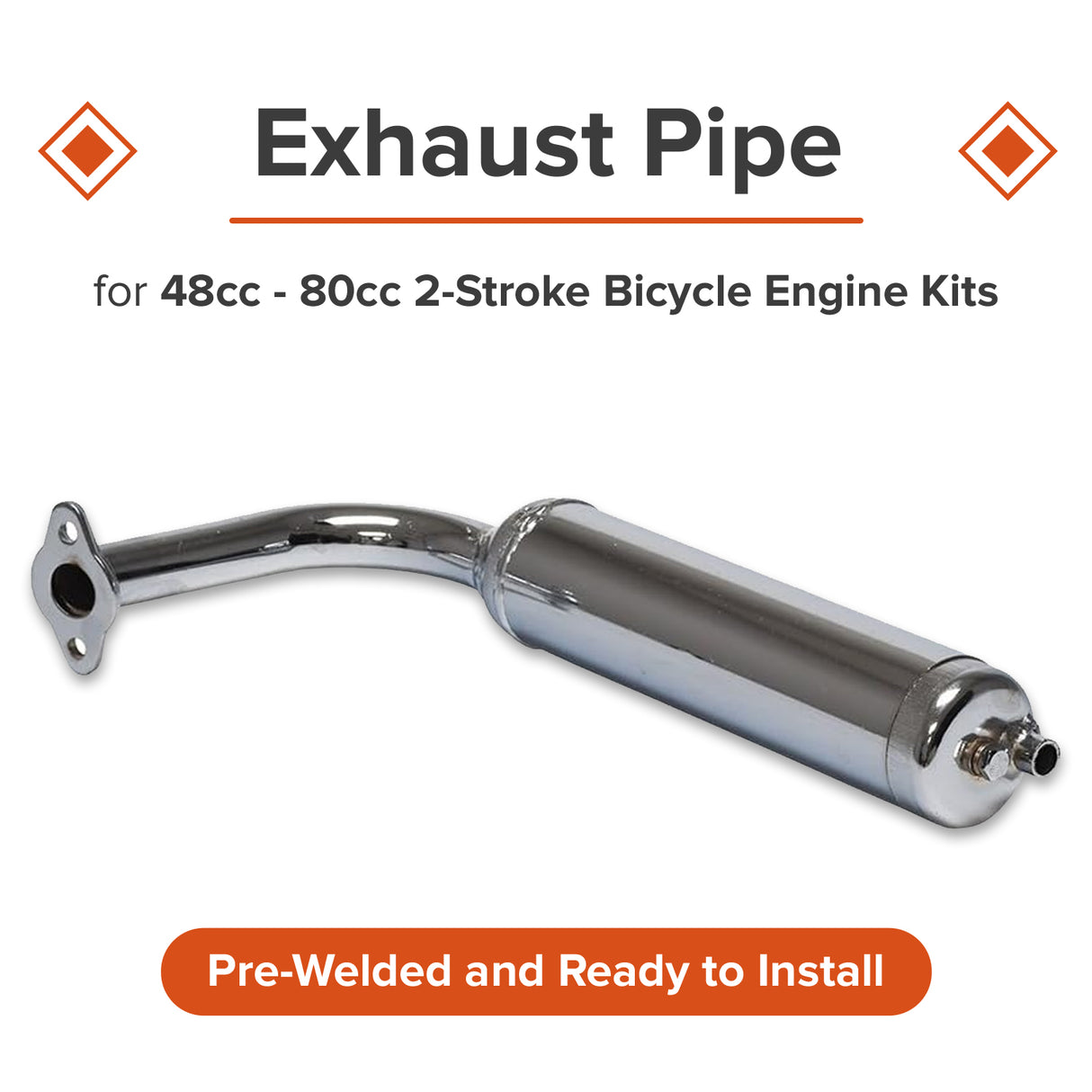 Exhaust Pipe & Muffler for 48cc - 80cc 2-Stroke Bicycle Engine Kits