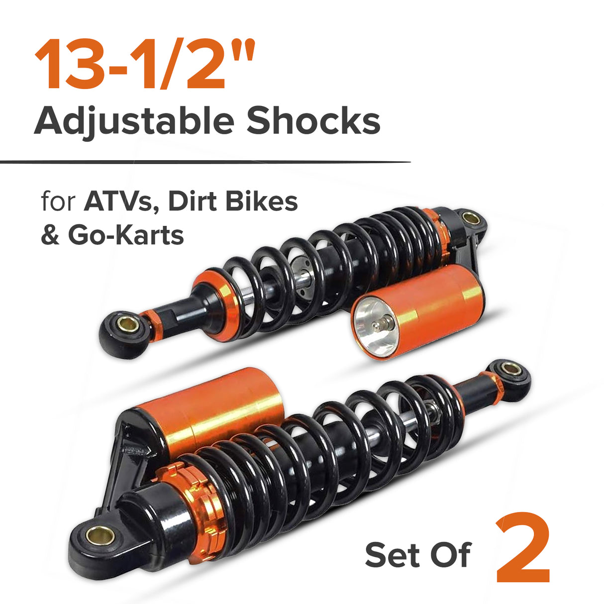 13-1/2" Adjustable Air Shocks for ATVs, Dirt Bikes & Go-Karts (Set of 2)