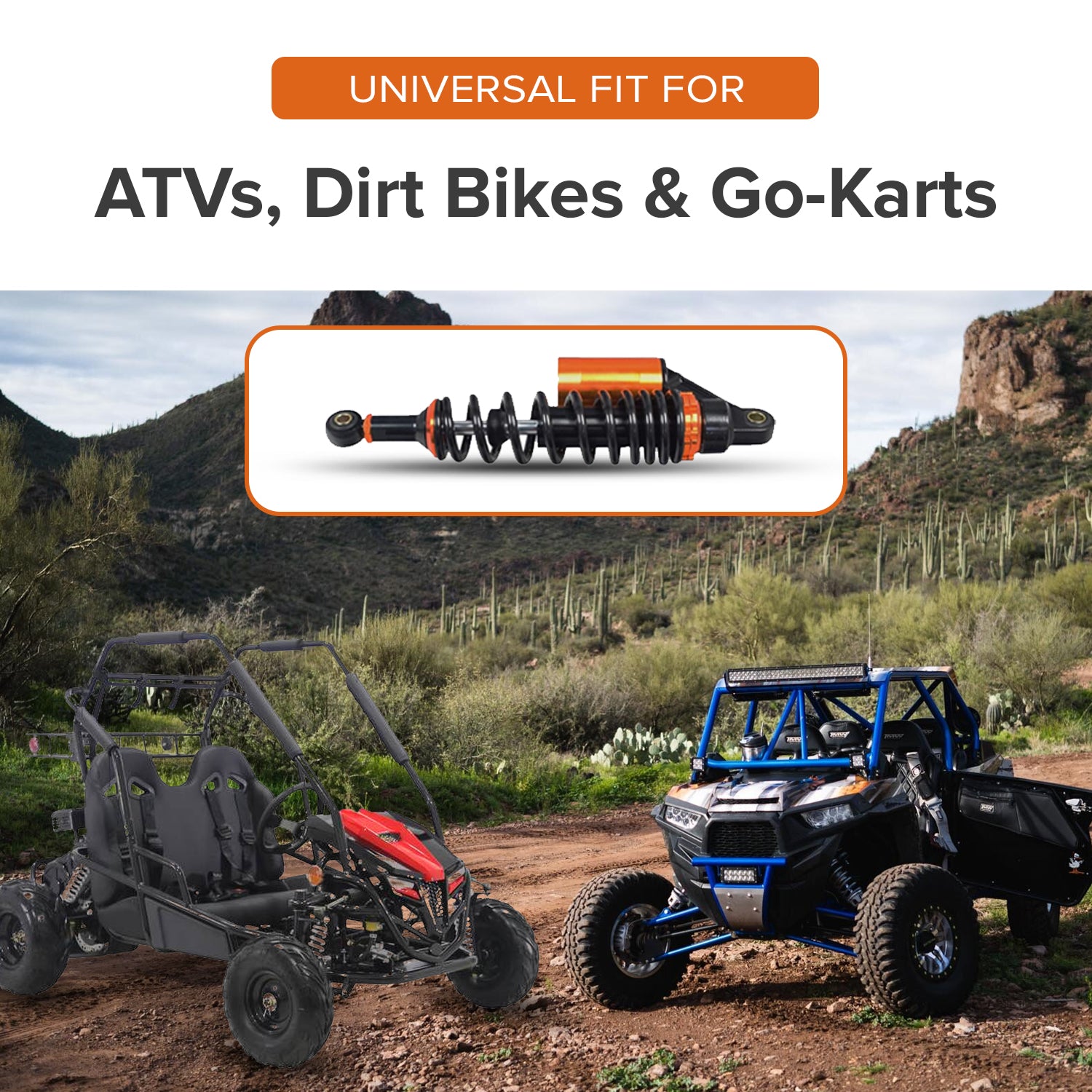 13-1/2" Adjustable Air Shocks for ATVs, Dirt Bikes & Go-Karts (Set of 2)