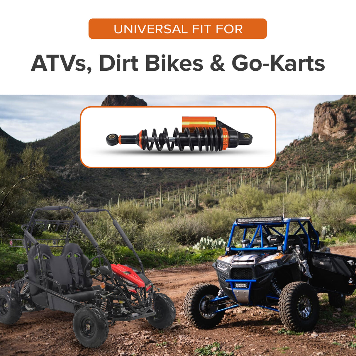 13-1/2" Adjustable Air Shocks for ATVs, Dirt Bikes & Go-Karts (Set of 2)