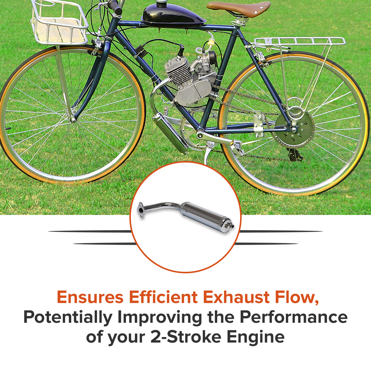 Exhaust Pipe & Muffler for 48cc - 80cc 2-Stroke Bicycle Engine Kits