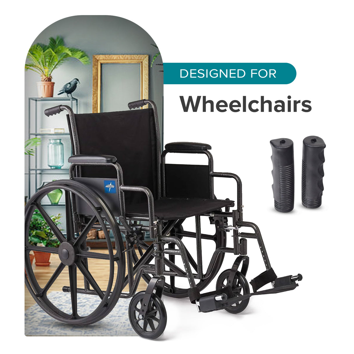 M100 Black Vinyl Handle Grip Set for Wheelchairs (Set of 2)