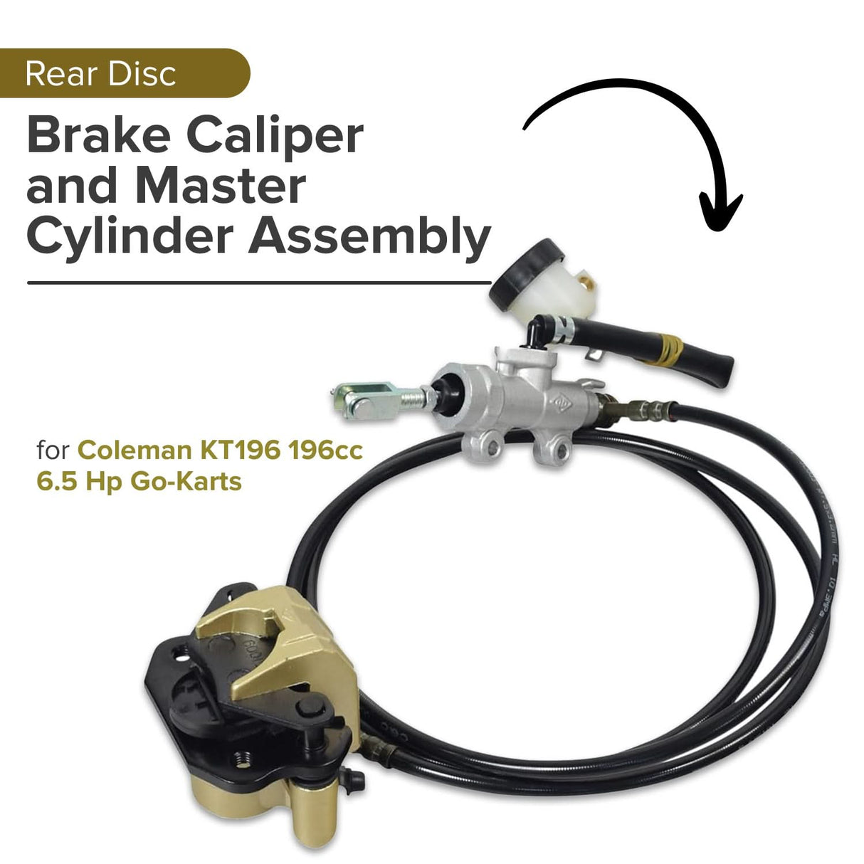 Rear Disc Brake Caliper & Master Cylinder Assembly for the Coleman KT196 6.5 Hp Go-Kart
