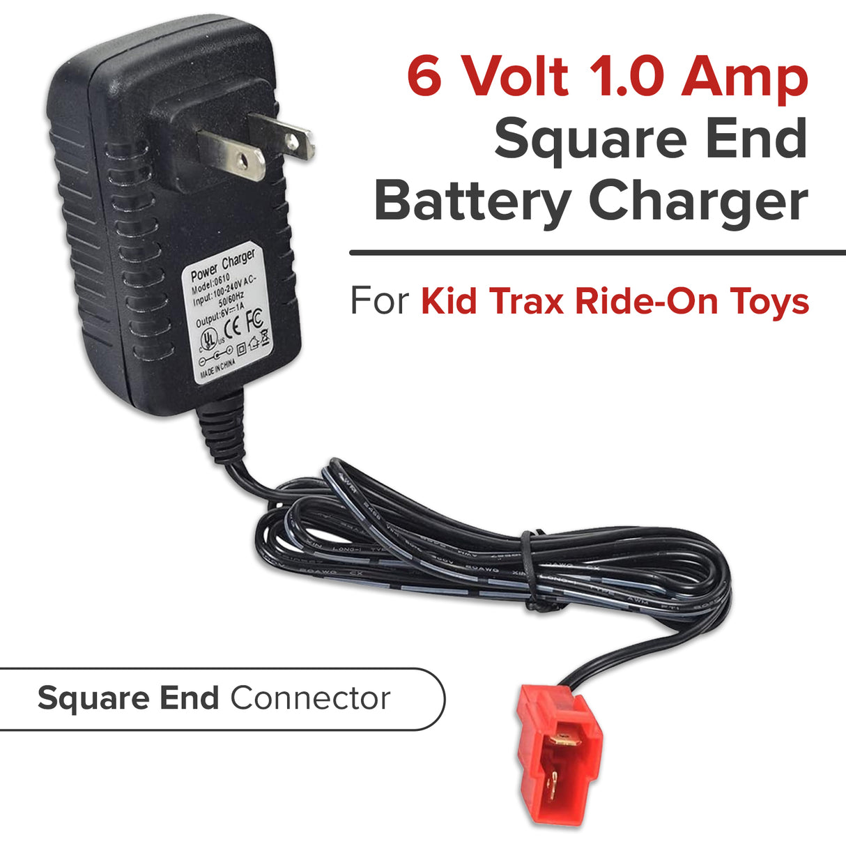 6 Volt Battery Charger for Kid Trax Ride-On Toys