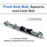 Front Axle Bolt, Spacers, and Lock Nut for the Razor MX500, MX650, & SX500 McGrath Dirt Rocket