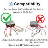 24 Volt ZK2430-D-FS-ROHS Controller for The Razor MX350/MX400 Dirt Rocket Bike (Versions 33-36)