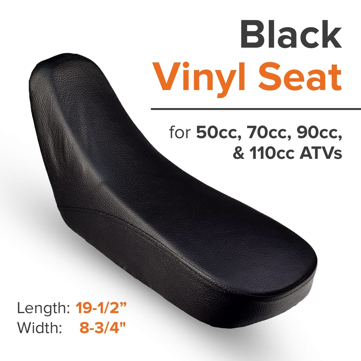 Black Vinyl Seat for 50cc, 70cc, 90cc, & 110cc ATVs from Baja Motorsports, Roketa, SunL, & Taotao