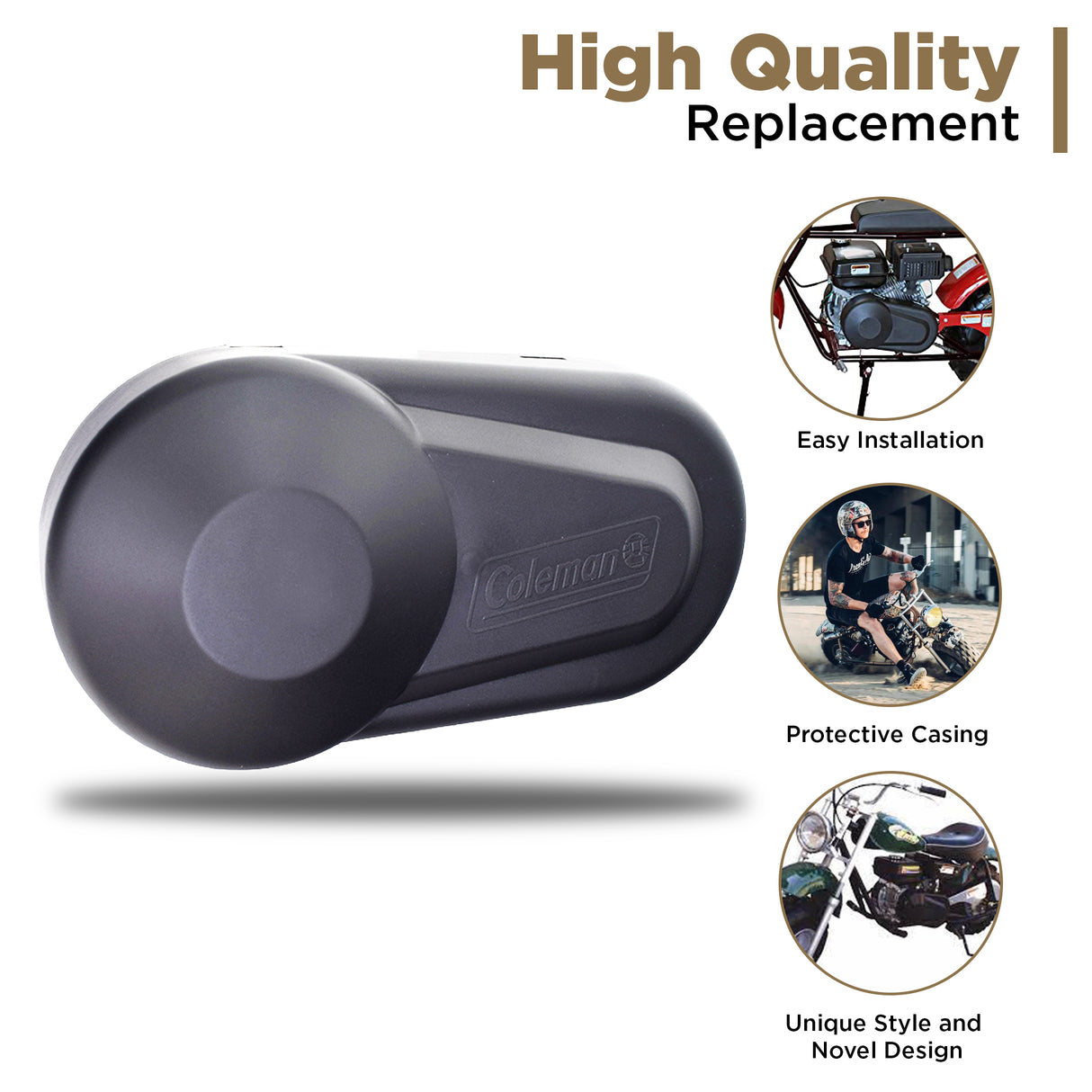 Plastic Clutch Cover with Logo for the Coleman BT200X, CT200U Trail, & CT200U-EX Mini Bikes