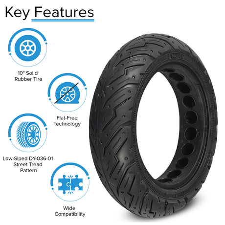 Solid 10"x 2.50" Tire with DY-036-01 Tread for the Jetson® LX10 Folding Electric Bicycle