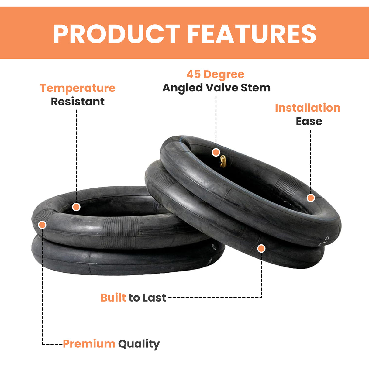 12-1/2"x2-1/4" Front Inner Tube with 45 Degree Angled Valve Stem for Swagtron SwagCycle Electric Bikes