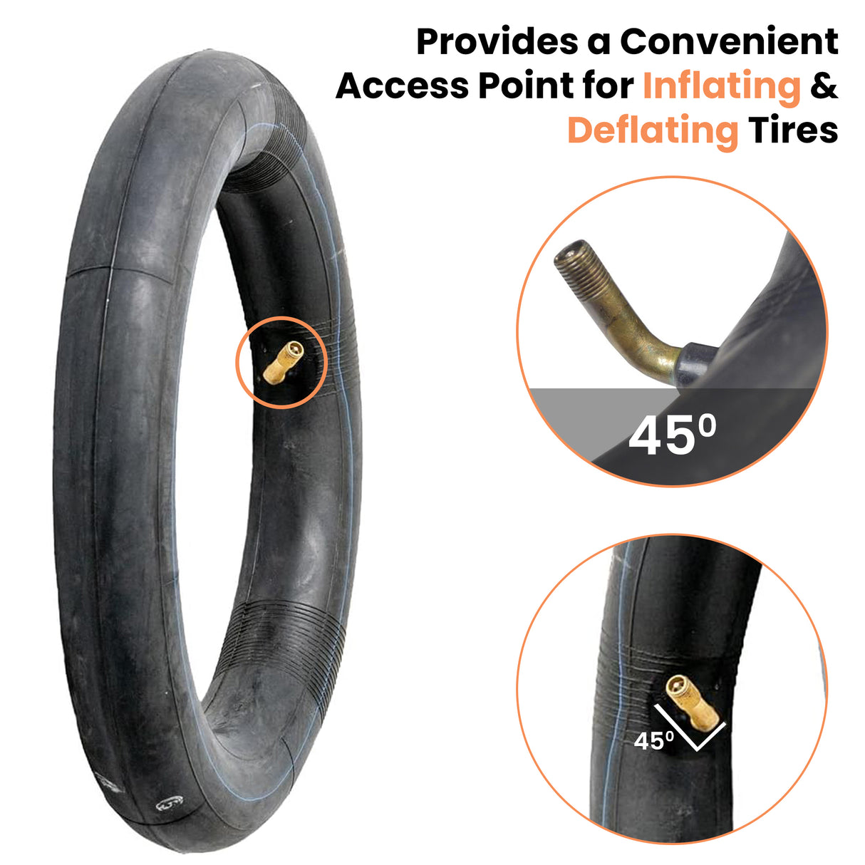 12-1/2"x2-1/4"Kick Scooter Inner Tube with 45 Degree Angled Valve Stem