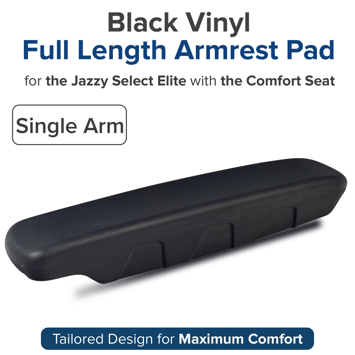 Black Vinyl Full Length Armrest Pad for the Jazzy Select Elite with the Comfort Seat (DWR1010D439)