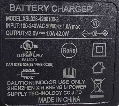 42 Volt Lithium Battery Charger for Hover-1 Eagle, Edge, & H1 TRAK