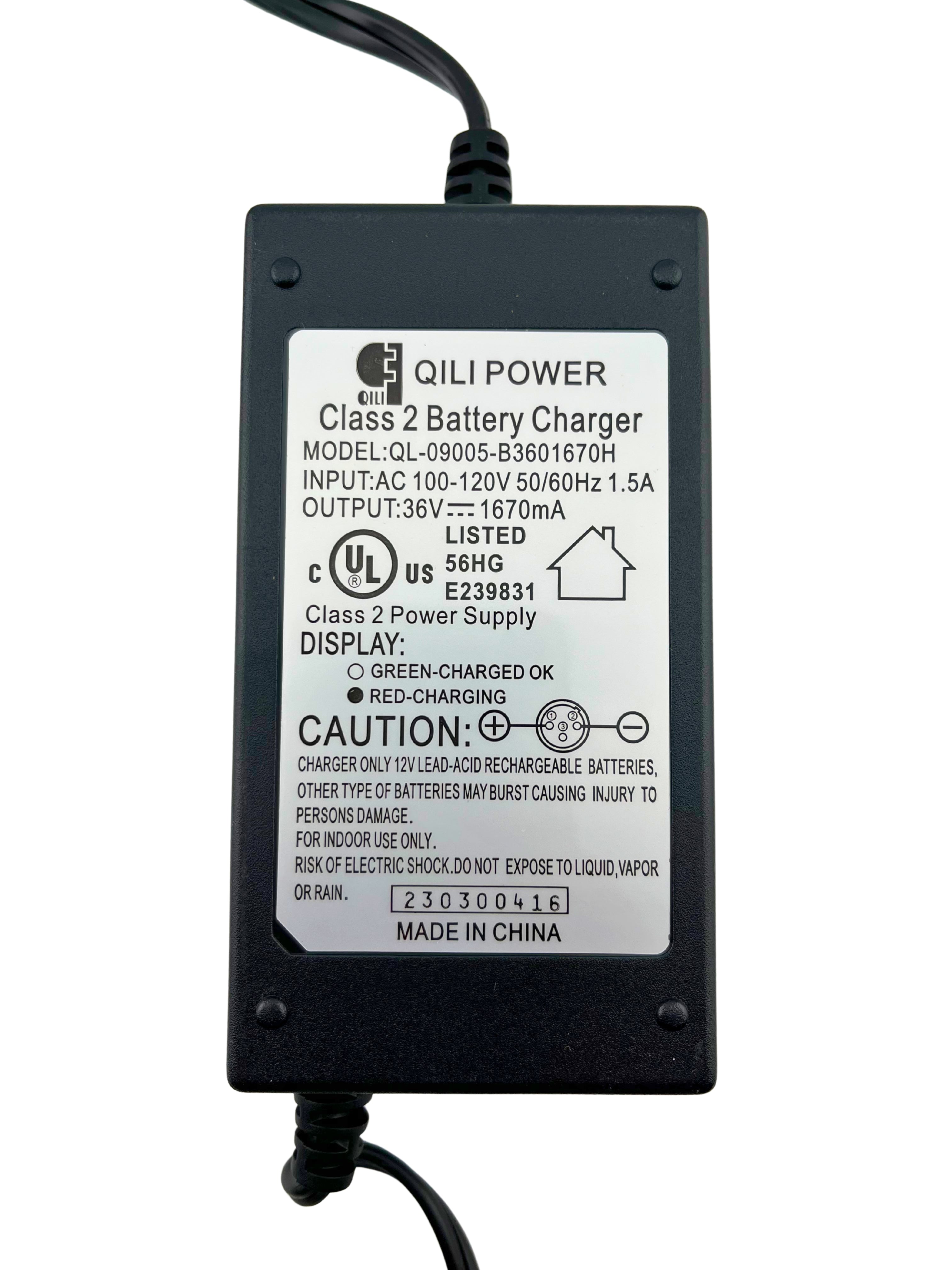 36 Volt 1.5 Amp XLR Battery Charger for the Razor MX650 Dirt Rocket