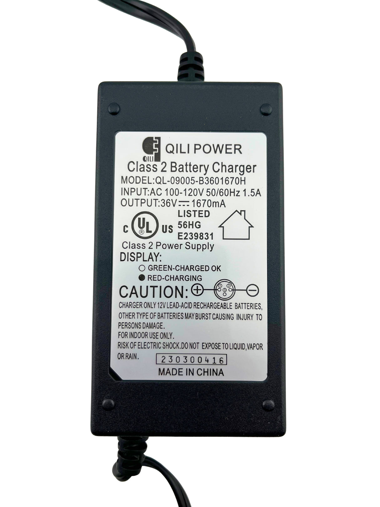36 Volt 1.5 Amp XLR Battery Charger for the Razor MX650 Dirt Rocket