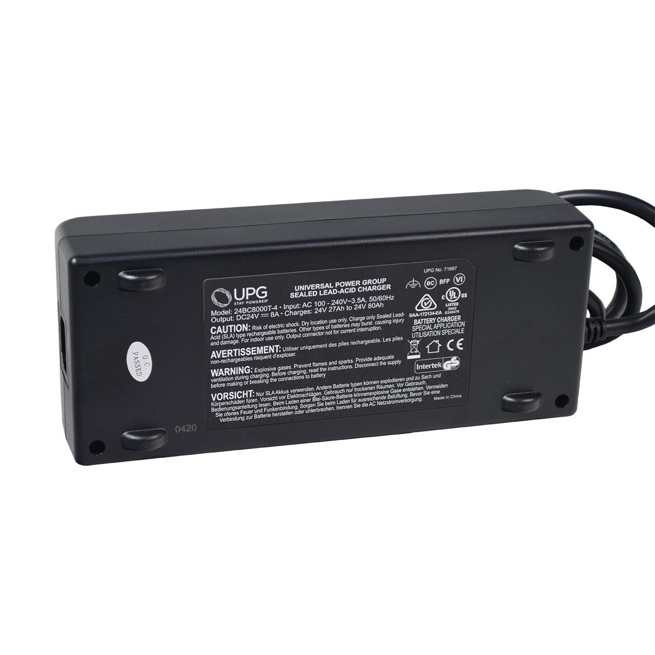 24 Volt 8.0 Amp AGM XLR 24BC8000T-4 Battery Charger for Shoprider Scooters & Power Chairs