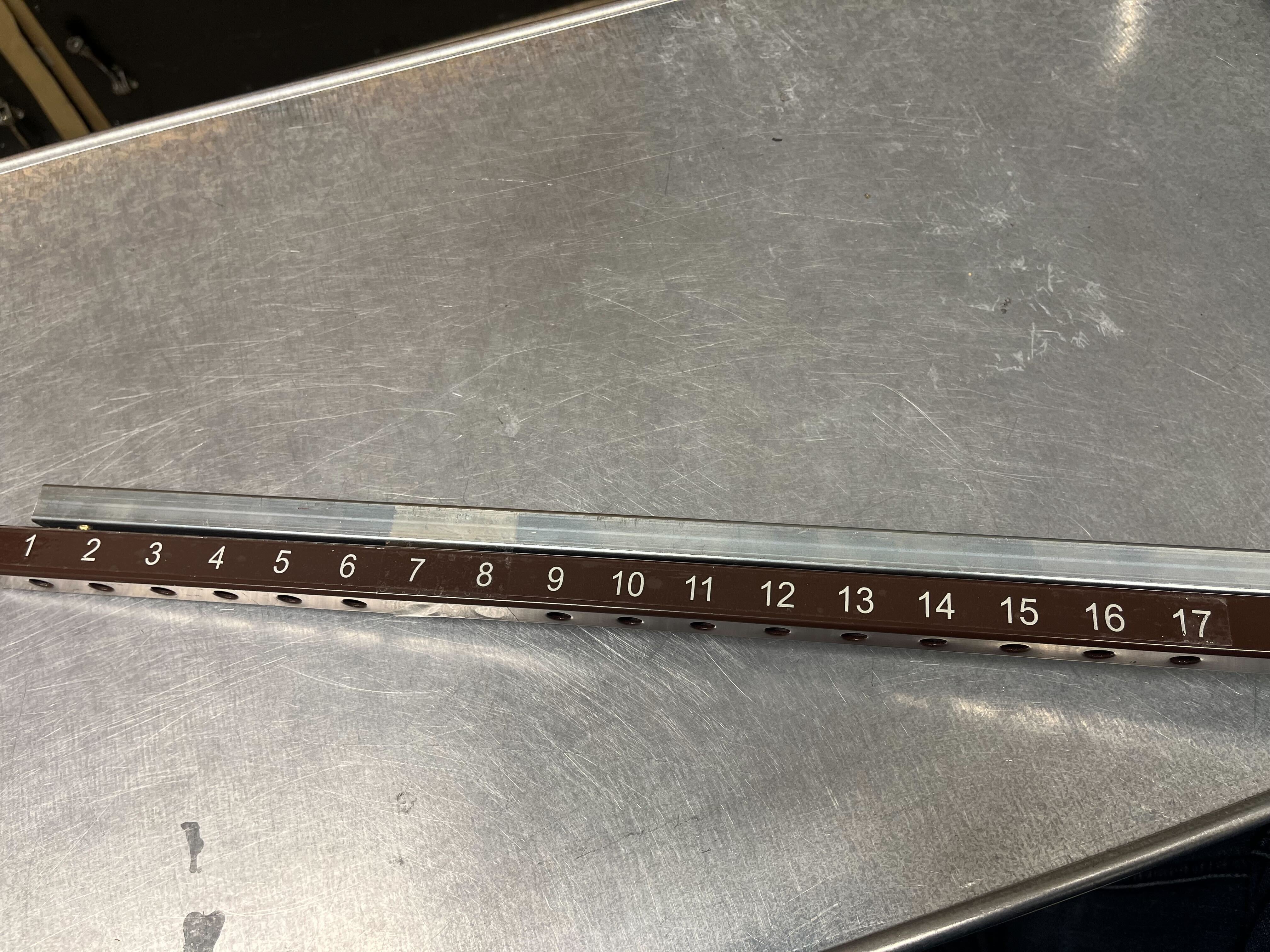 Hi/Low Drive Shaft for Drive Medical Hospital Beds (15005S) (Blemished), a metal bar with numbered markings, essential for bed height adjustments via hand crank or motor.