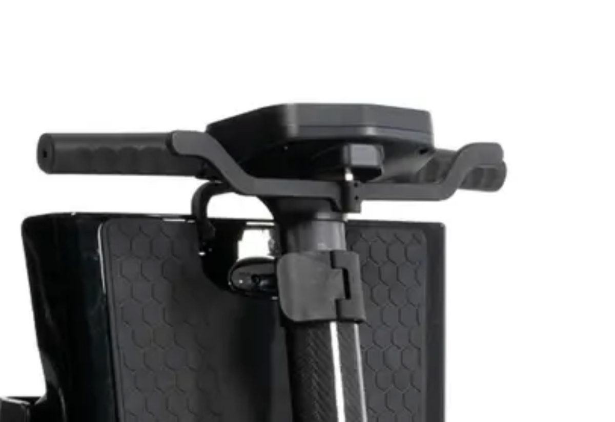 Small black plastic throttle accelerator lever for the Go Go Carbon travel mobility scooter.